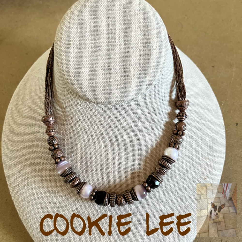 Cookie Lee Chocolate Brown Bronze Beaded Necklace